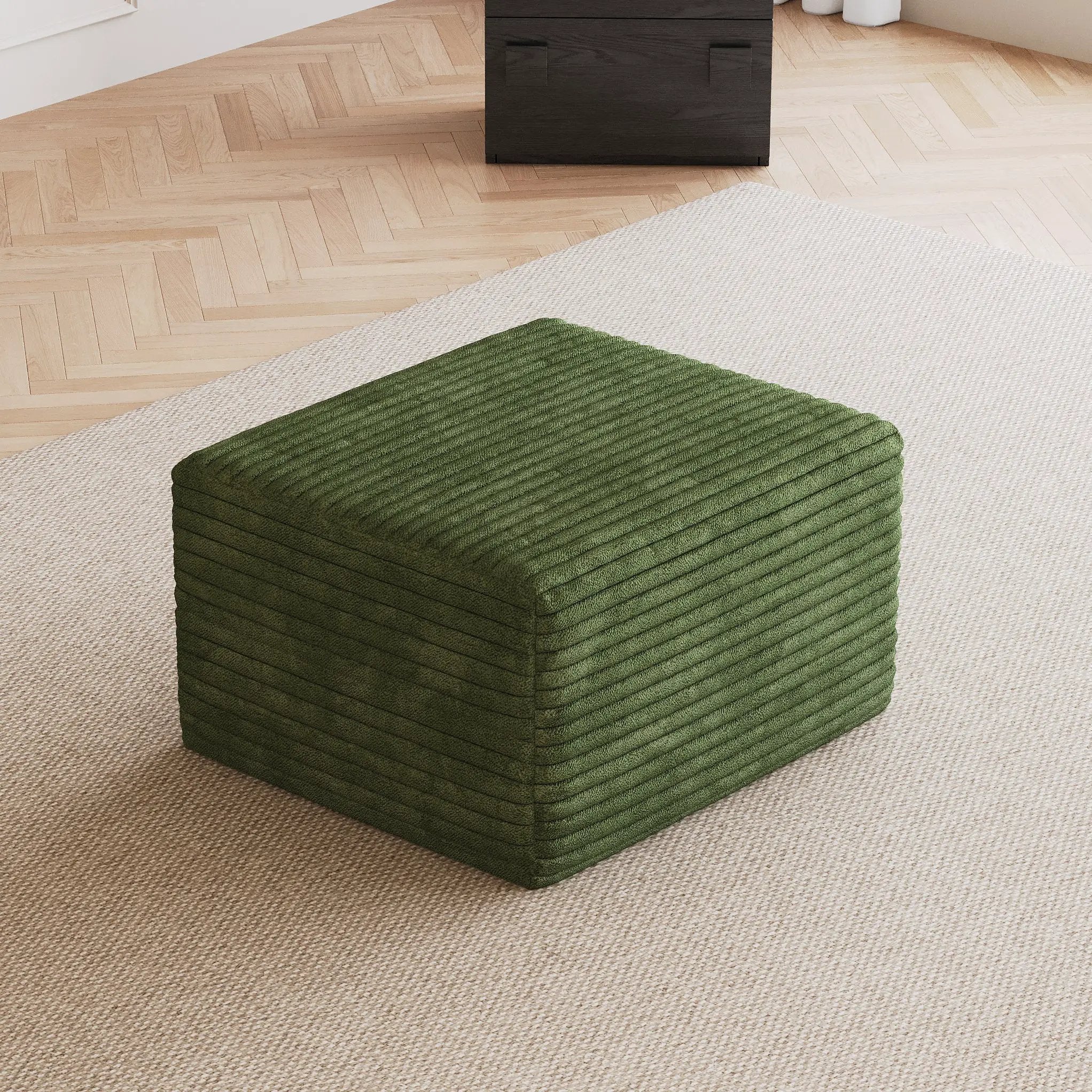 Green Sofa Ottoman – Plush Corduroy Fabric by HouseOfZazla