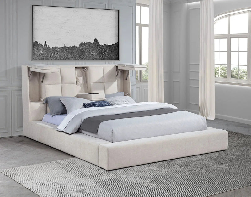 Dreux Upholstered California King Panel Platform Bed Cream by Unique Piece Furniture