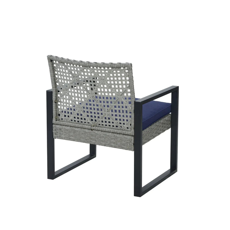 4 Piece Patio Furniture Set With Acacia Wood Table Top And Cushions by HouseOfZazla