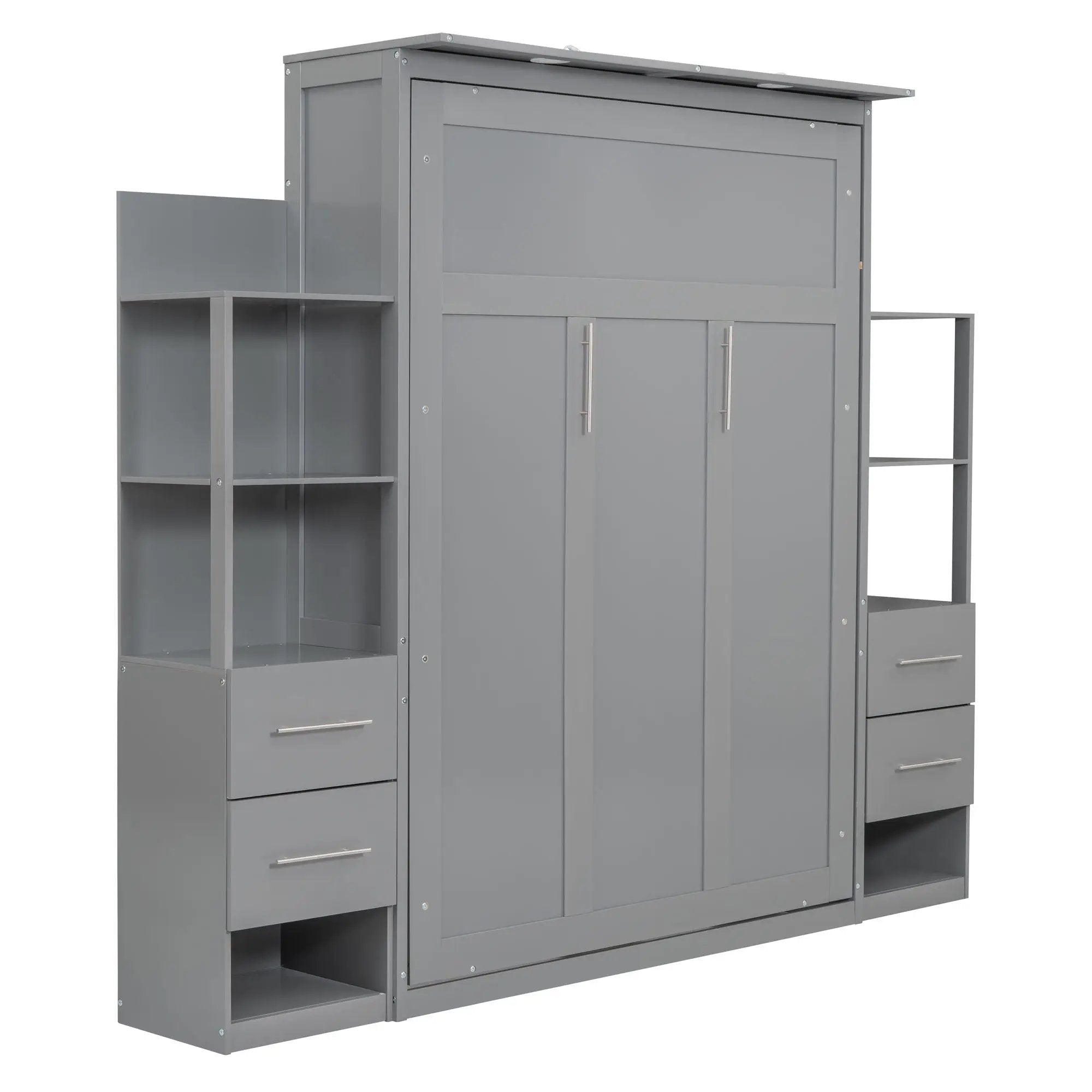 Murphy Wall Bed With LED Lights, Shelves And Drawers by Unique Piece Furniture