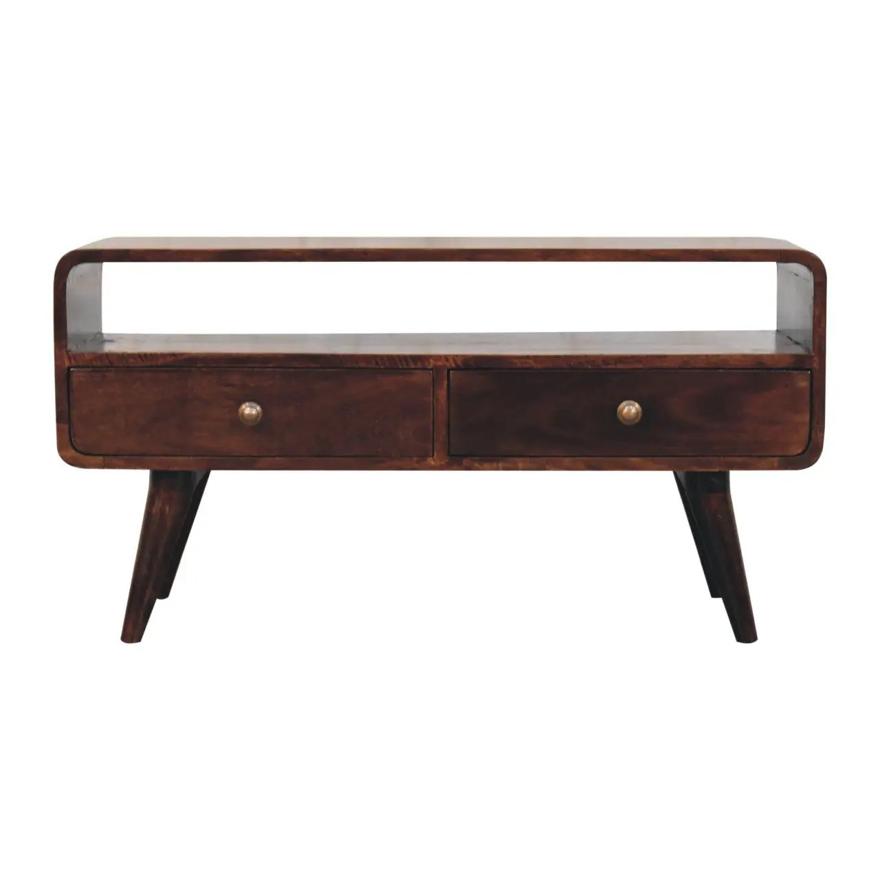 Solid Wood Curved Media Unit by HouseOfZazla