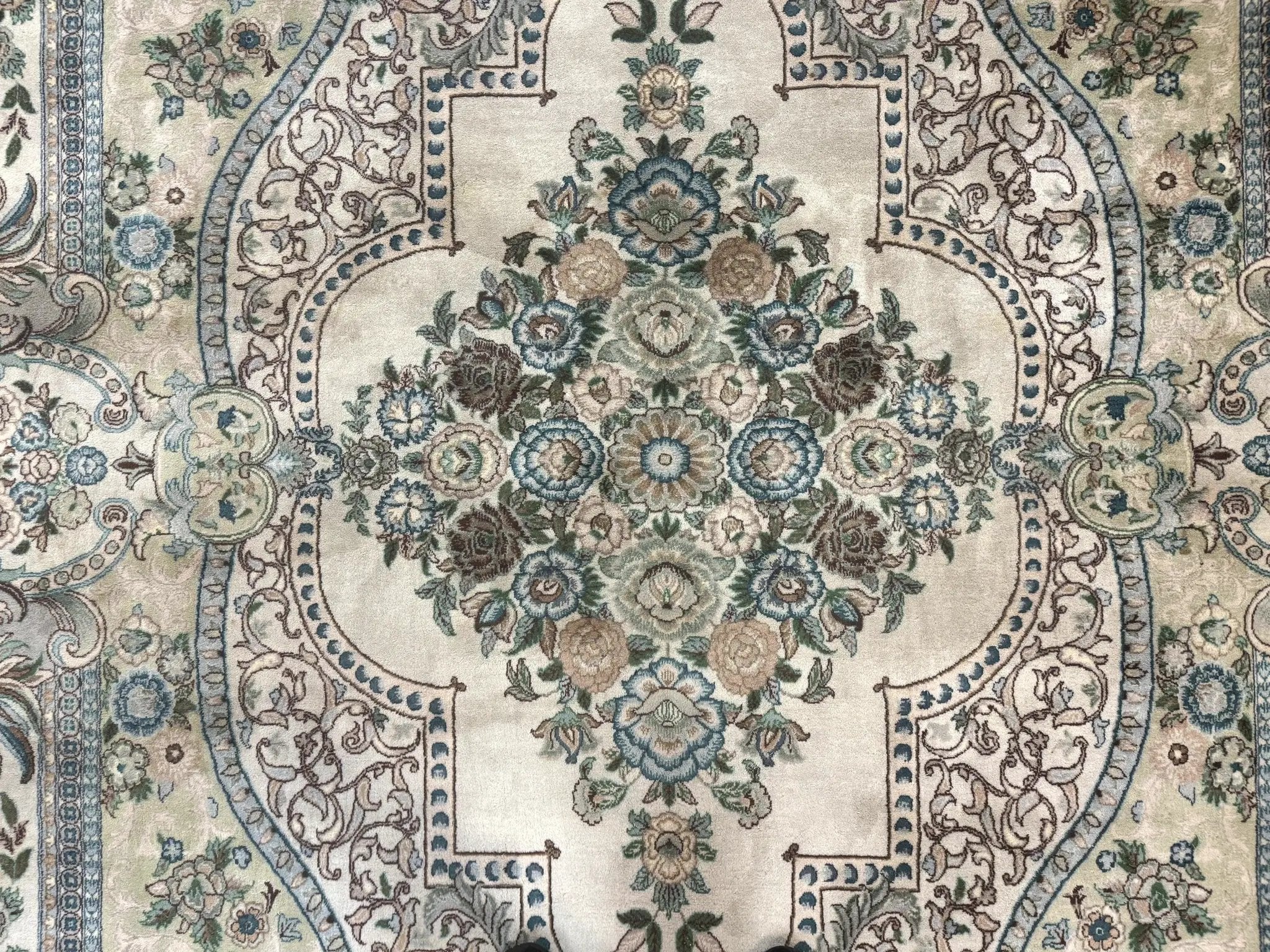 Pak Persian Rug 8 x 10.6, Elegant Oriental Carpet, Floral Medallion, Vintage Handmade Wool Rug, FIne 240 KPSI by Jewel Rugs