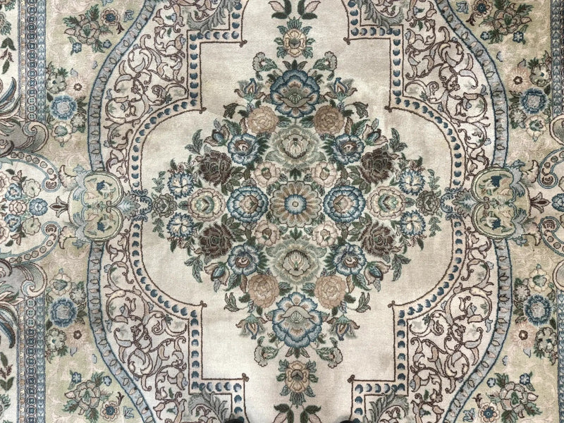 Pak Persian Rug 8 x 10.6, Elegant Oriental Carpet, Floral Medallion, Vintage Handmade Wool Rug, FIne 240 KPSI by Jewel Rugs