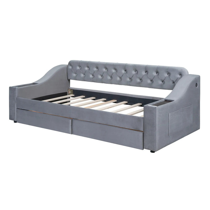 Upholstered Daybed With Storage Armrests And USB Port by Unique Piece Furniture