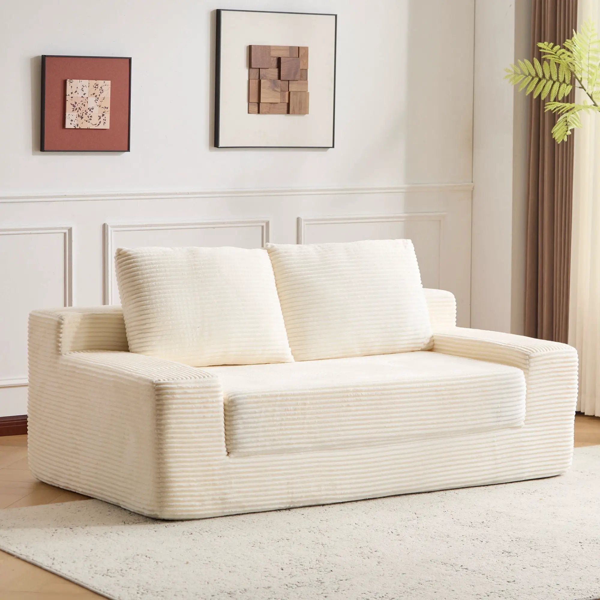 Comfortable Deep Seat Loveseat Sofa Bed, Reversible Cushion With Pillows by HouseOfZazla