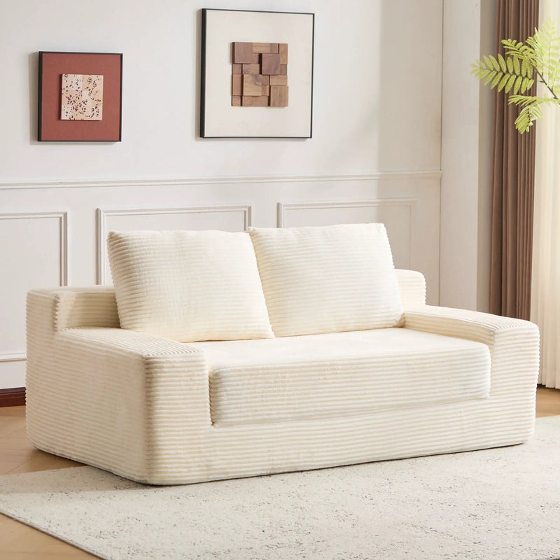 Comfortable Deep Seat Loveseat Sofa Bed, Reversible Cushion With Pillows by HouseOfZazla