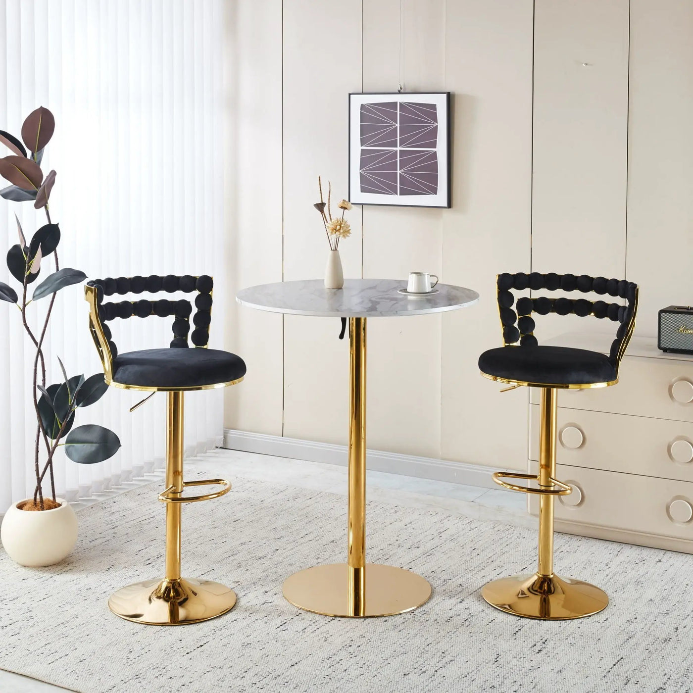 Modern Bar Chair With Iron Tube Legs, Soft Cushions And Comfortable Backrest (Set of 2) by HouseOfZazla