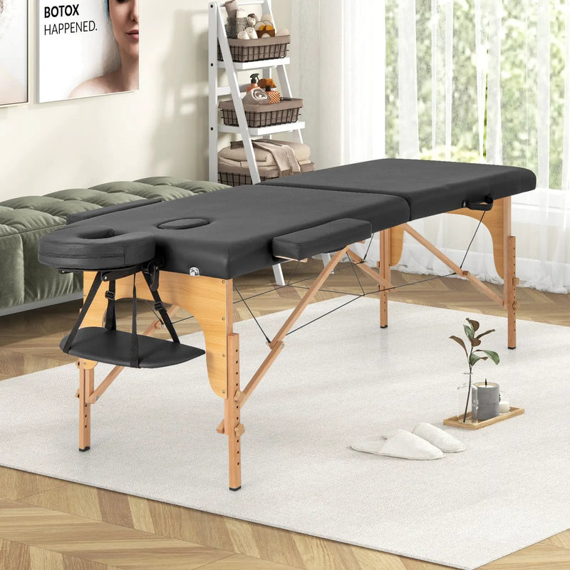 84 Inch Foldable Massage Table with Carrying Bag and Height Adjustable by DirectDeals