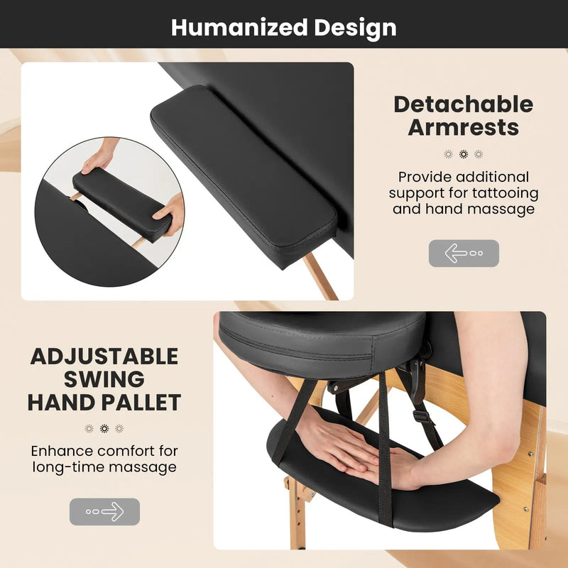 84 Inch Foldable Massage Table with Carrying Bag and Height Adjustable by DirectDeals