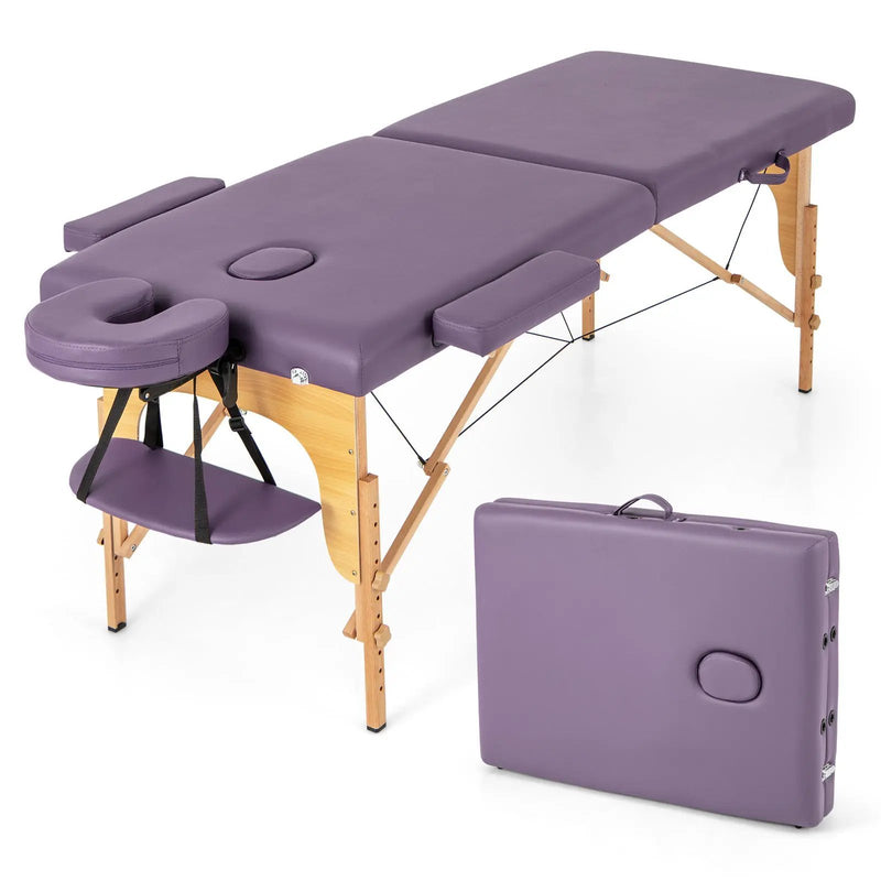 84 Inch Foldable Massage Table with Carrying Bag and Height Adjustable by DirectDeals