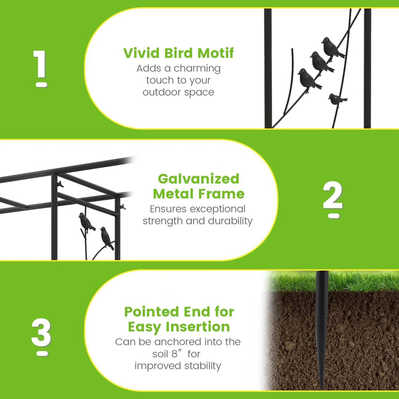Garden Arbor with Bird Feeding Station 84 Inch Black by DirectDeals