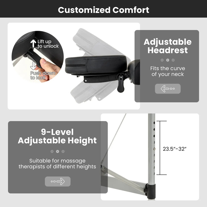 84 Inches Professional Massage Lash Bed with Carrying Bag-Black by DirectDeals
