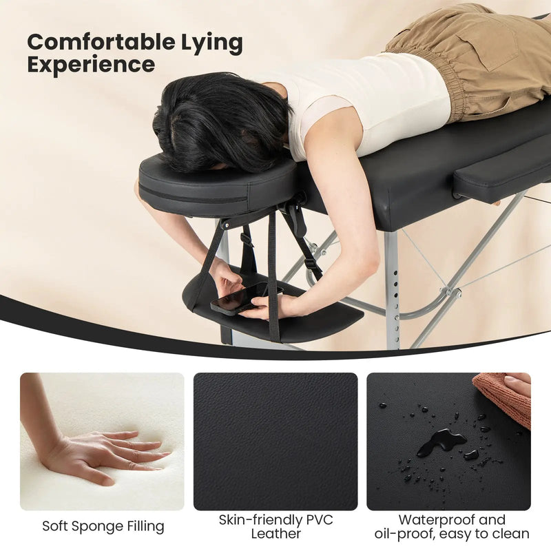 84 Inches Professional Massage Lash Bed with Carrying Bag-Black by DirectDeals