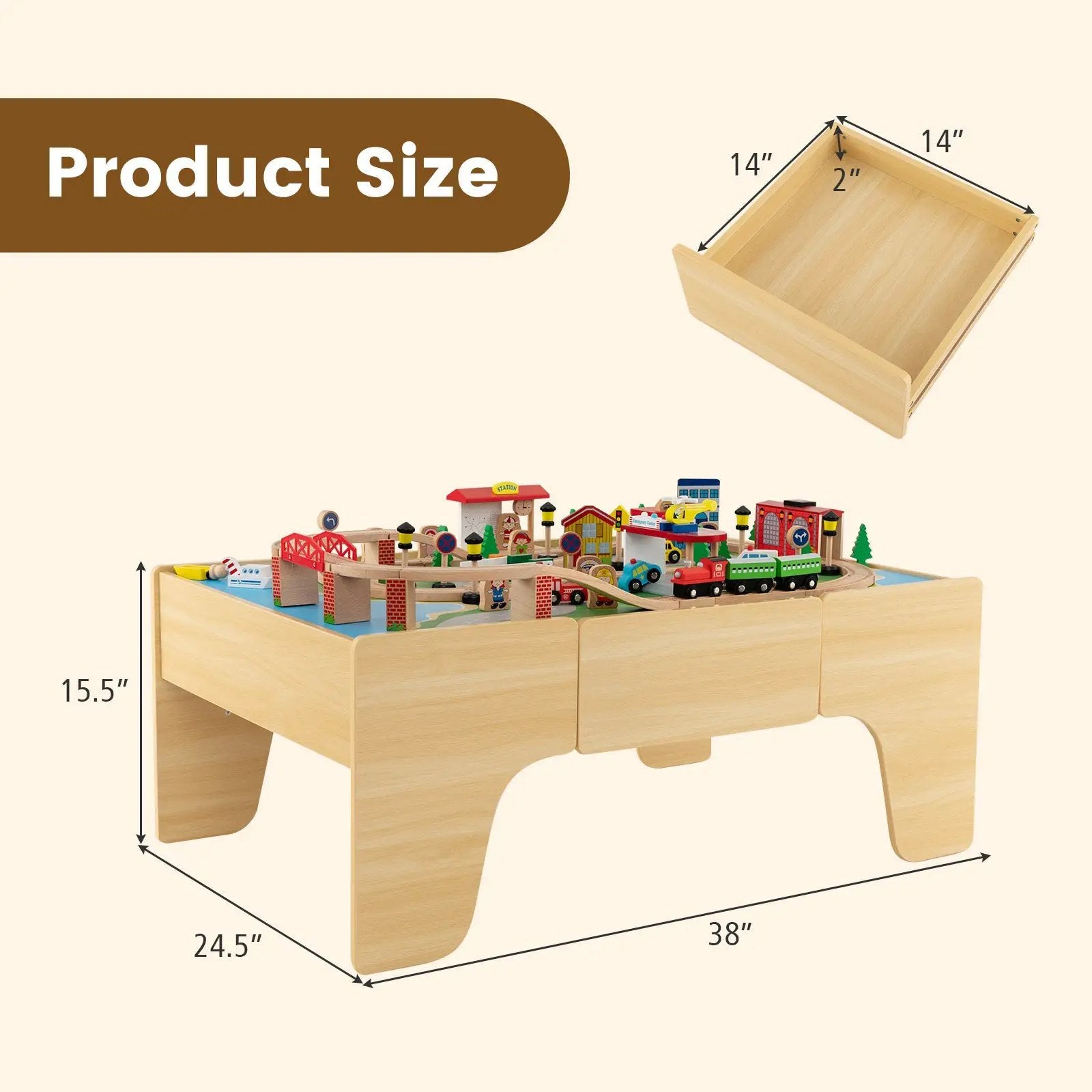 84-Piece Train and Building Block Table with Reversible Top and Creative Play Surface by DirectDeals
