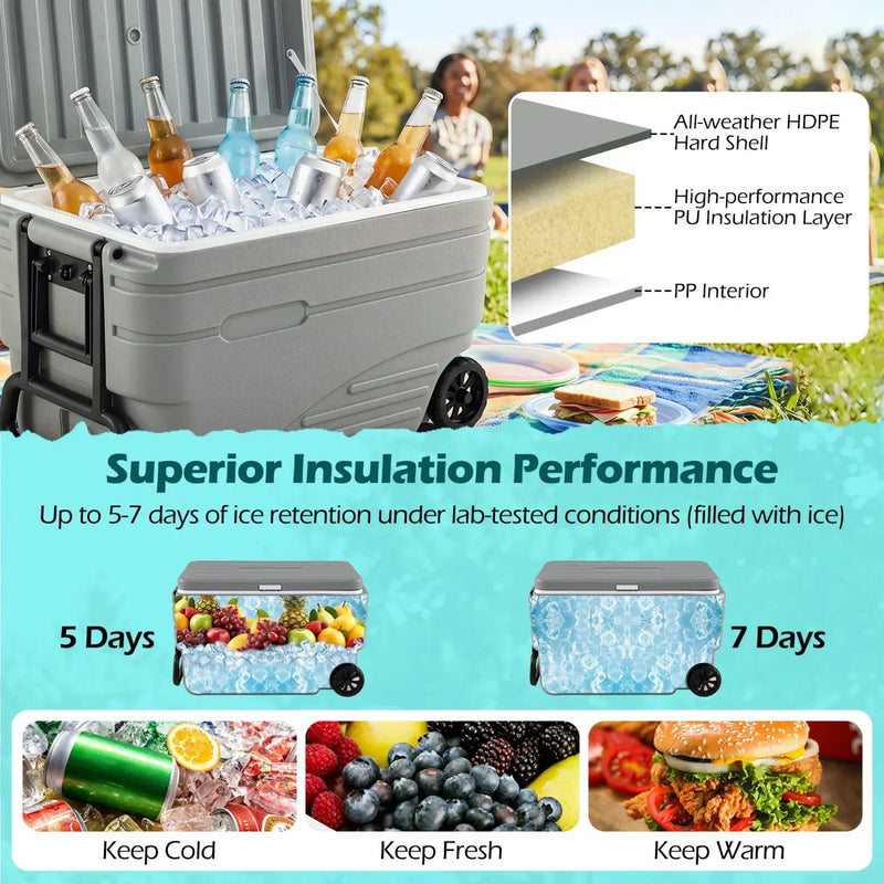 84 Quart Wheeled Cooler with Pull Handle by DirectDeals