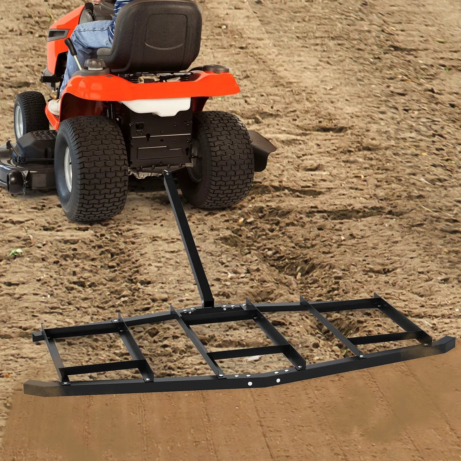 84 inch Wide Driveway Drag Tow Behind Landscape Leveling Rake with Reinforced Bars-Black by DirectDeals