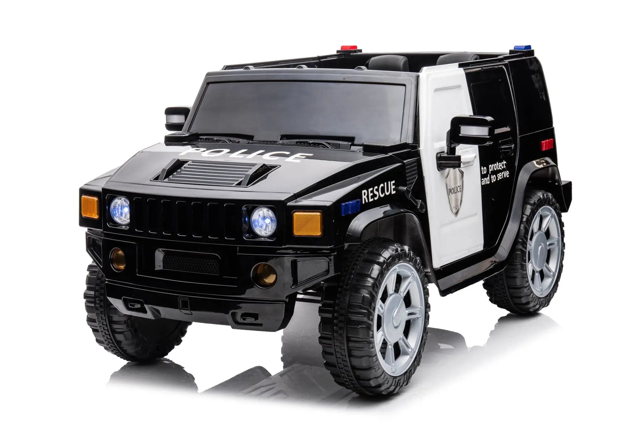 12V7A 30W*2 Four-Wheel Drive Seat One Button Start, Forward And Backward, High And Low Speed, Music, Front Light, Power Display, Two Doors Can Open, 2.4G R / C, Seat Belt Four Wheel Absorber by HouseOfZazla