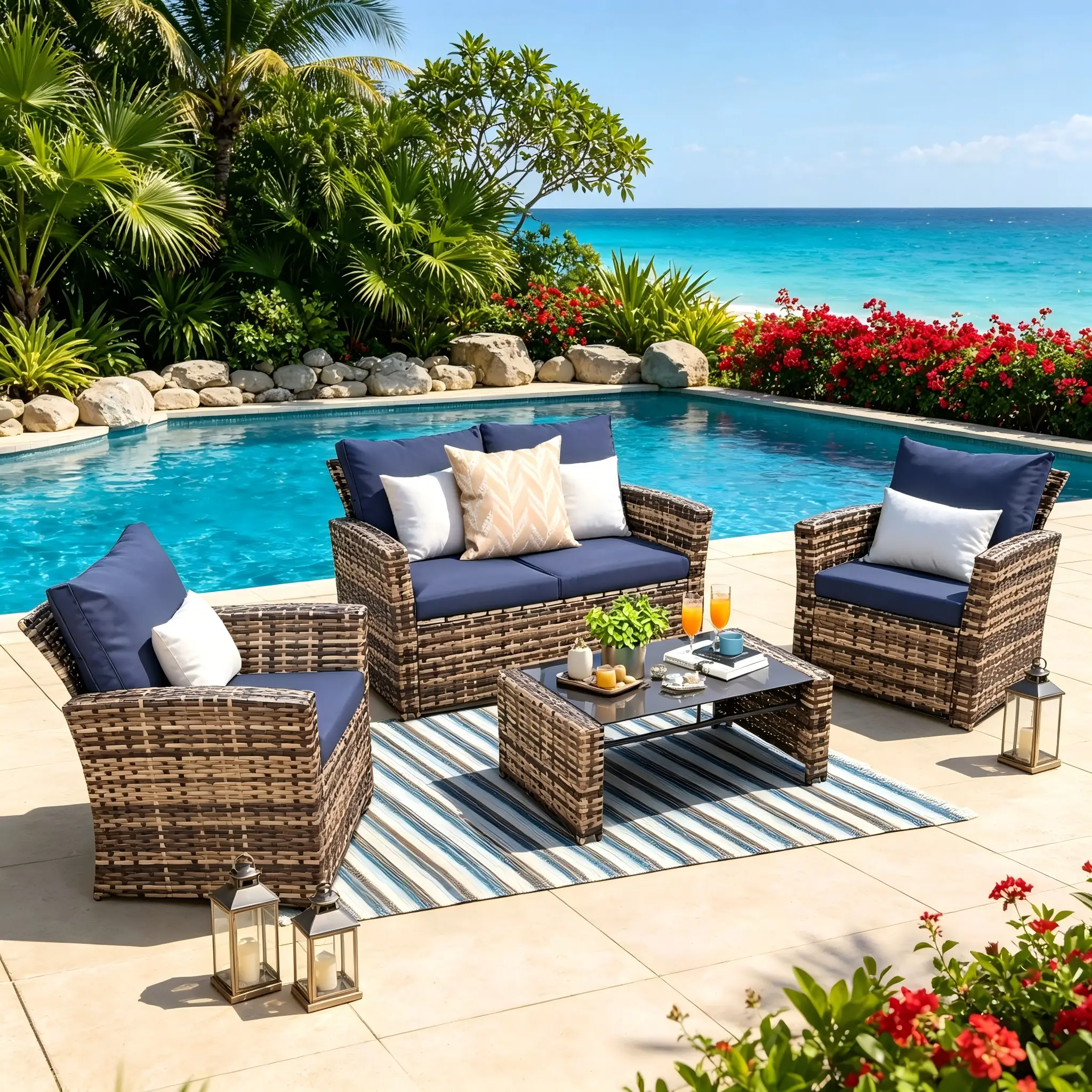 KROFEM 4-Piece Patio Furniture Set by HouseOfZazla