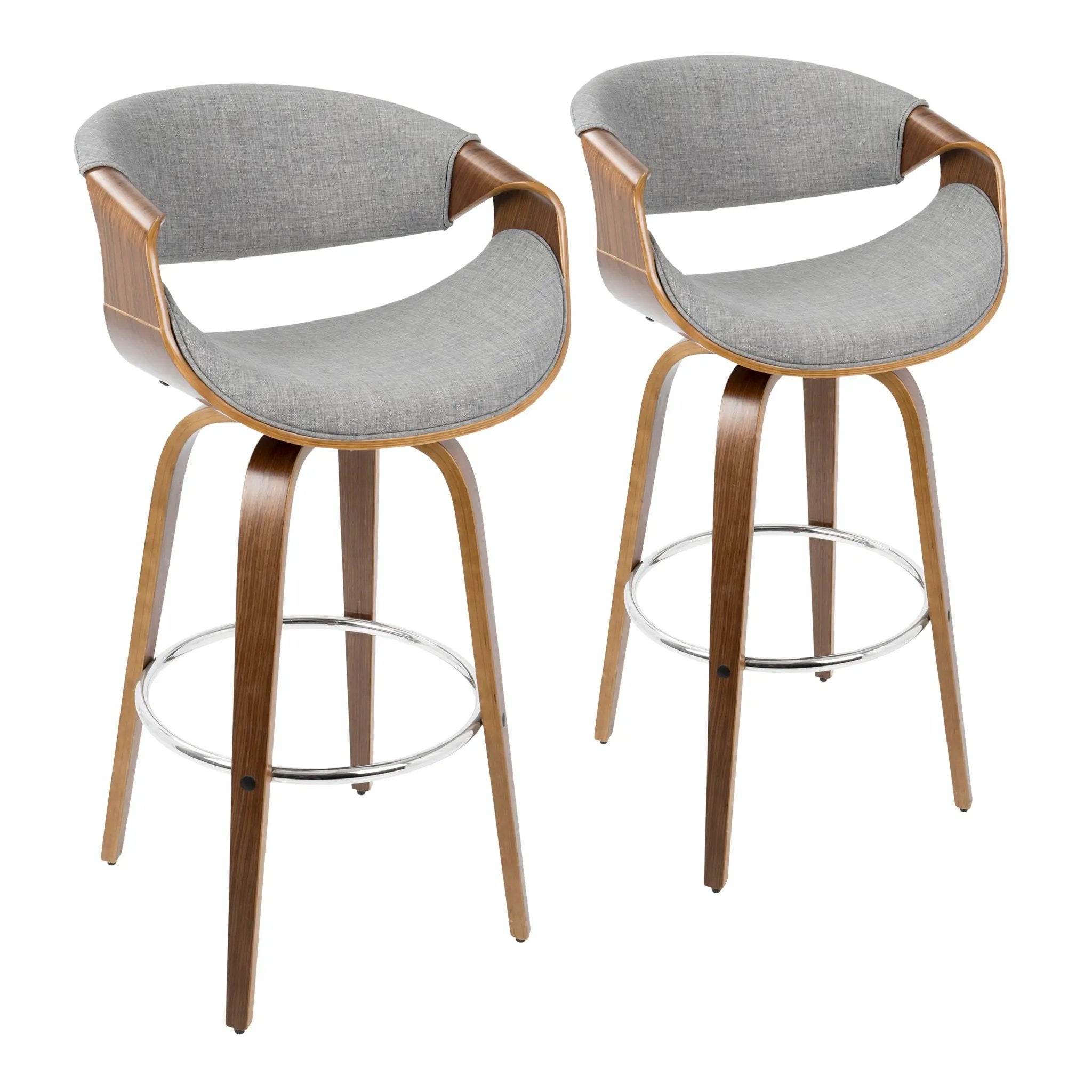Curvini Mid - Century Modern Fixed Height Barstool With Swivel (Set of 2) by Unique Piece Furniture