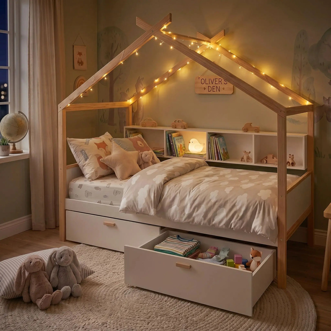House Bed With Bookshelf Storage by HouseOfZazla