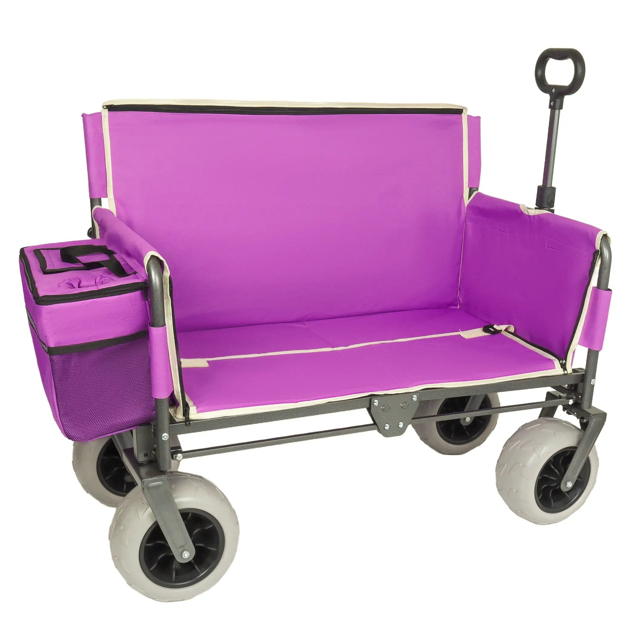 3-in-1 Heavy-Duty Folding Wagon Cart with Bench Seat & Storage by HouseOfZazla
