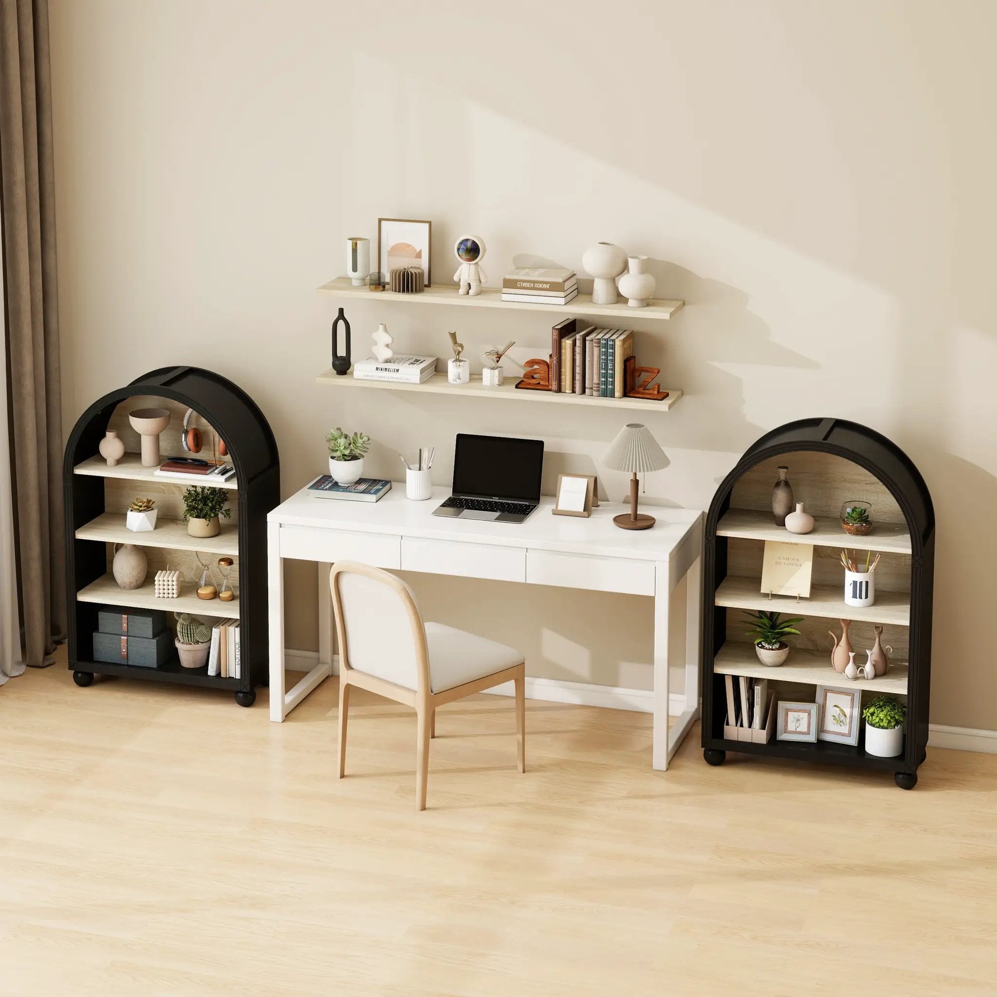 Arched 4-Tier Storage Cabinet with Carved Edges by HouseOfZazla