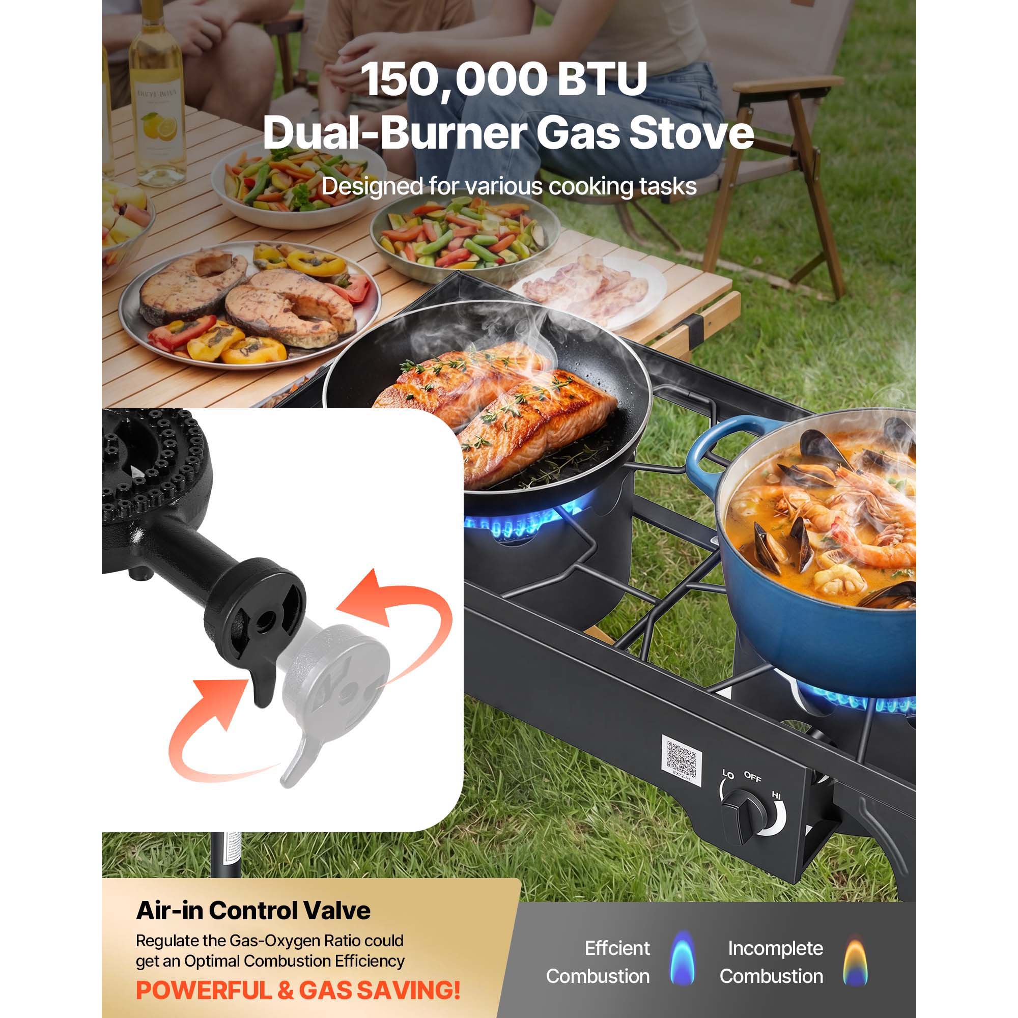 2 Burner Outdoor Propane Gas Stove, 150,000 BTU by HouseOfZazla