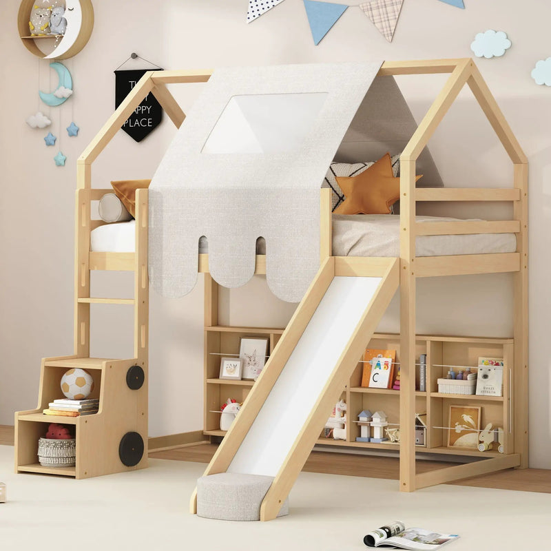 Loft Bed With House Shaped Frame And Tent by HouseOfZazla