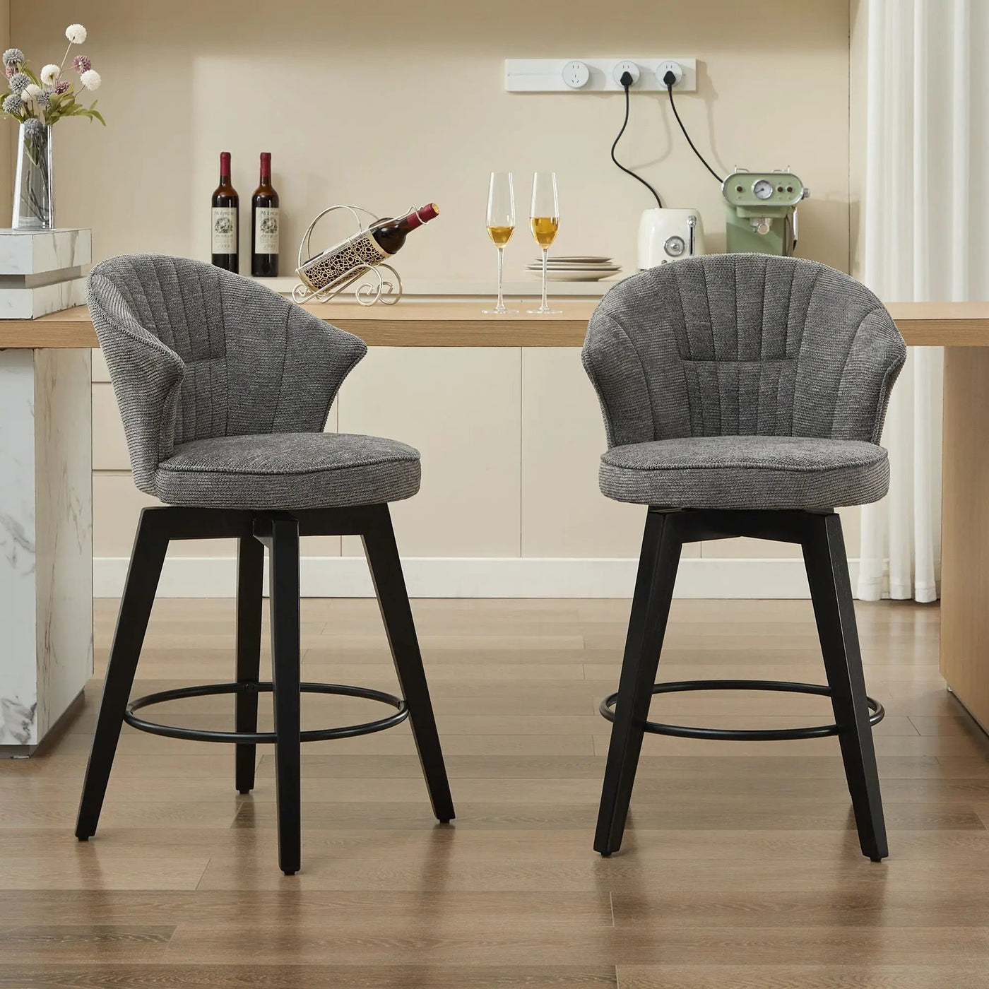 Wing Back Swivel Bar Stools (Set of 2) by HouseOfZazla