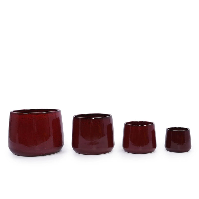 4 Pieces Planter Pot, Indoor Outdoor Flowerpot For Patio, Garden, Or Windowsills - Bean Paste Red by HouseOfZazla