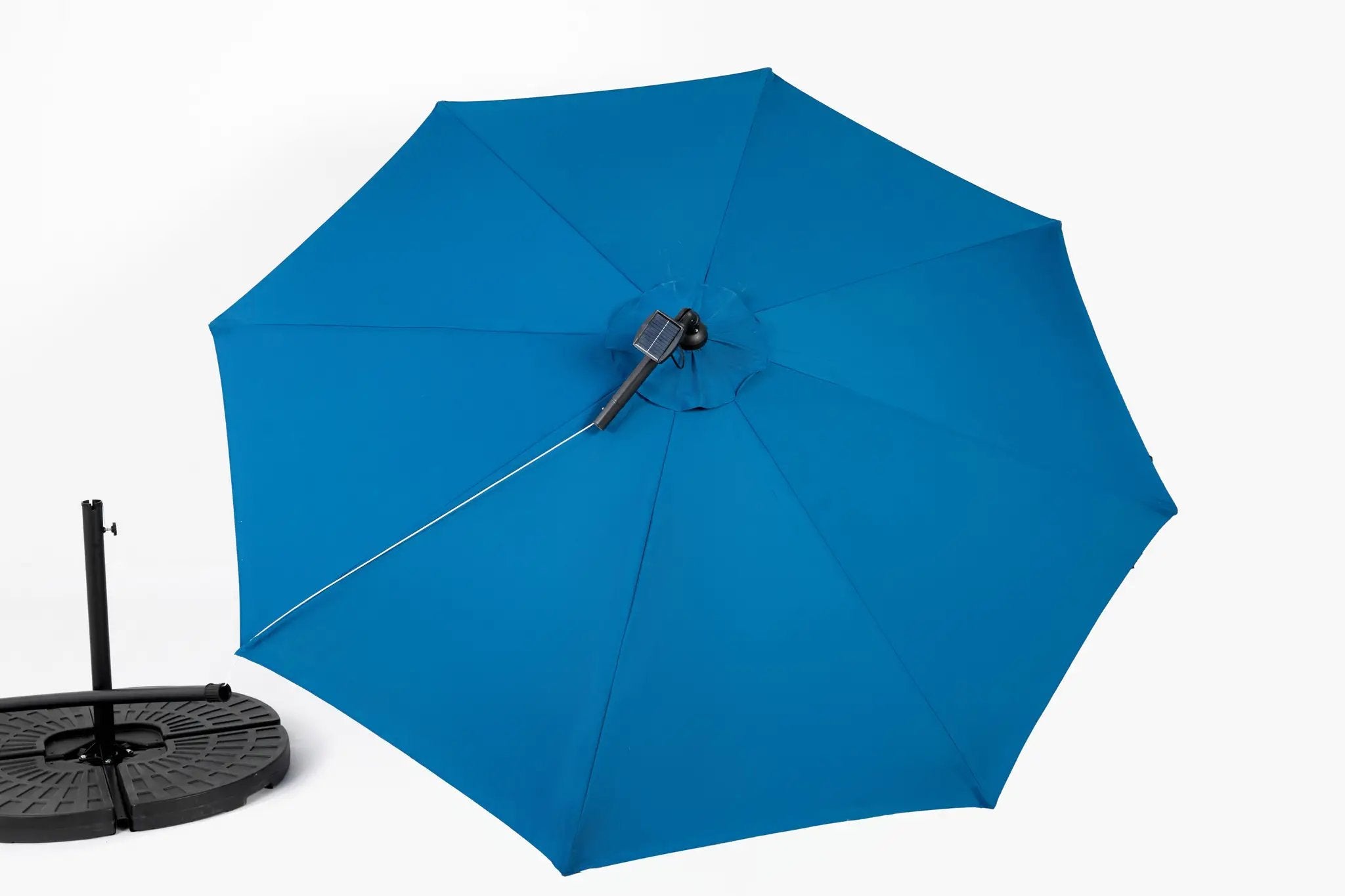 10ft Solar LED Offset Hanging Market Patio Umbrella in Dark Blue (No Base) by HouseOfZazla