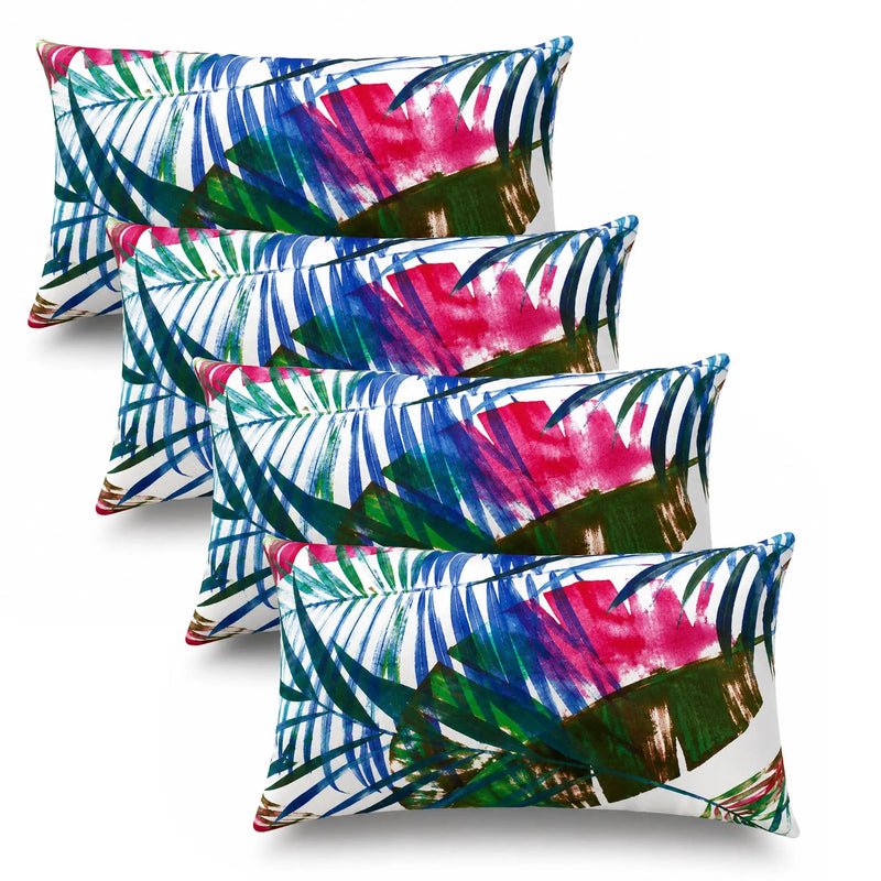 4 Pack Outdoor Lumbar Pillow with Inserts – Tropical Floral by HouseOfZazla