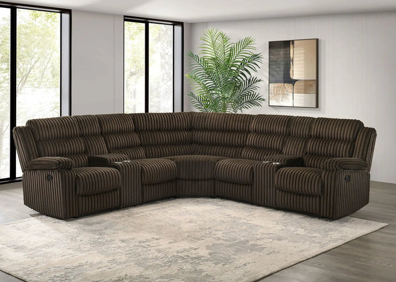 Atkinson Upholstered Reclining Sectional Sofa Chocolate by Unique Piece Furniture