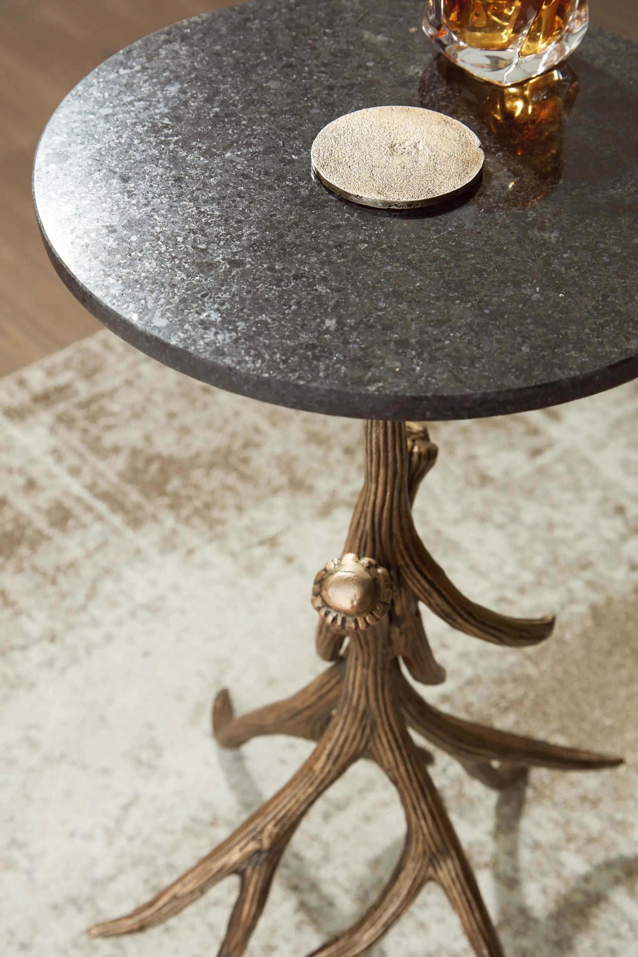 Lemkins - Accent Table - Black / Antique Gold Finish by Unique Piece Furniture