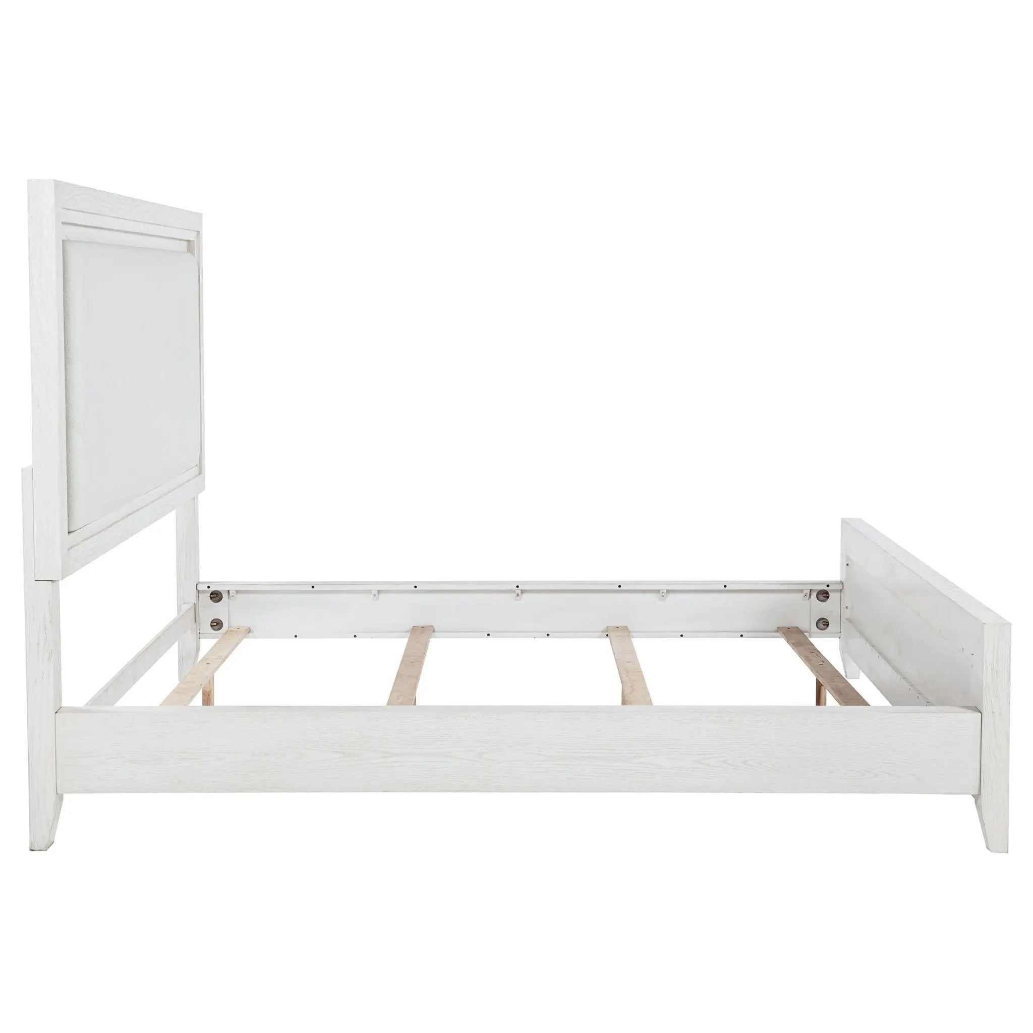 Marielle California King Panel Upholstered Bed Distressed White by Unique Piece Furniture