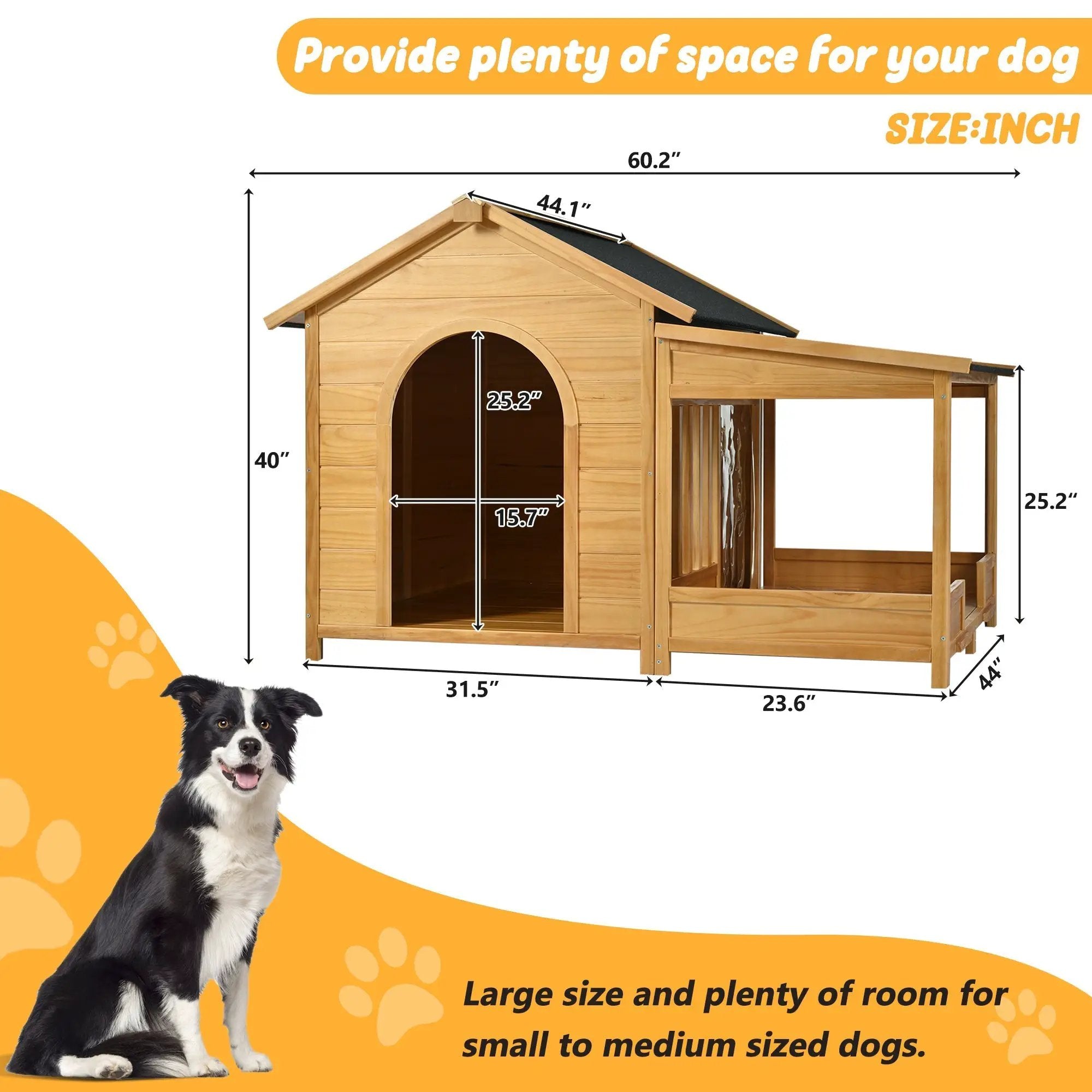 60.2 Inch Large Outdoor Dog House with Insulated Liner by HouseOfZazla