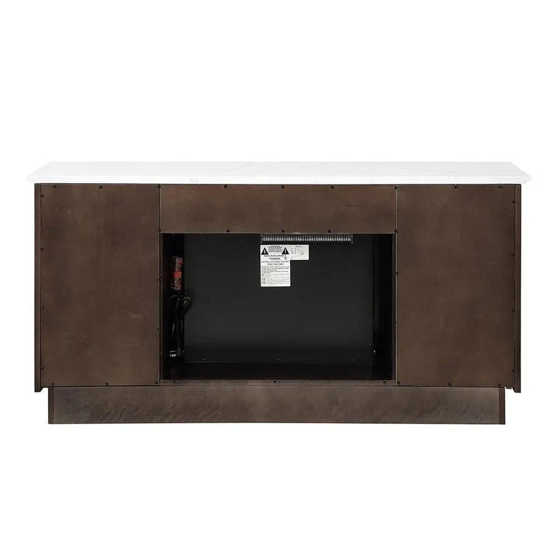 Jaramillo - Server With Fireplace - Engineered Marble & Rustic Espresso by Unique Piece Furniture