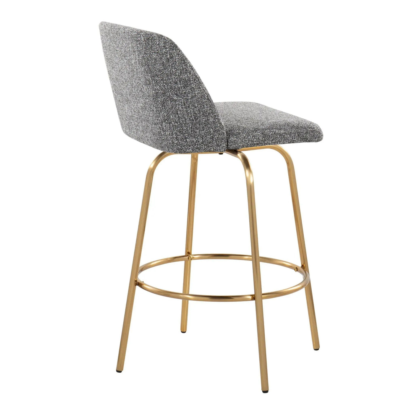 Toriano - Contemporary, Fixed Height Counter Stool With Swivel With Round Footrest (Set of 2) by HouseOfZazla