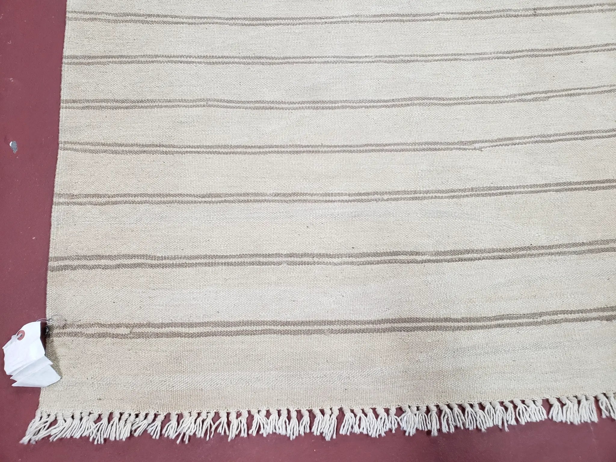 New Striped Turkish Kilim Area Rug 4x6 ft, Hand-Knotted, Wool, Light Gray, Earth Tone Decor, Flatweave Kilim, Two Toned Rug, Southwestern by Jewel Rugs
