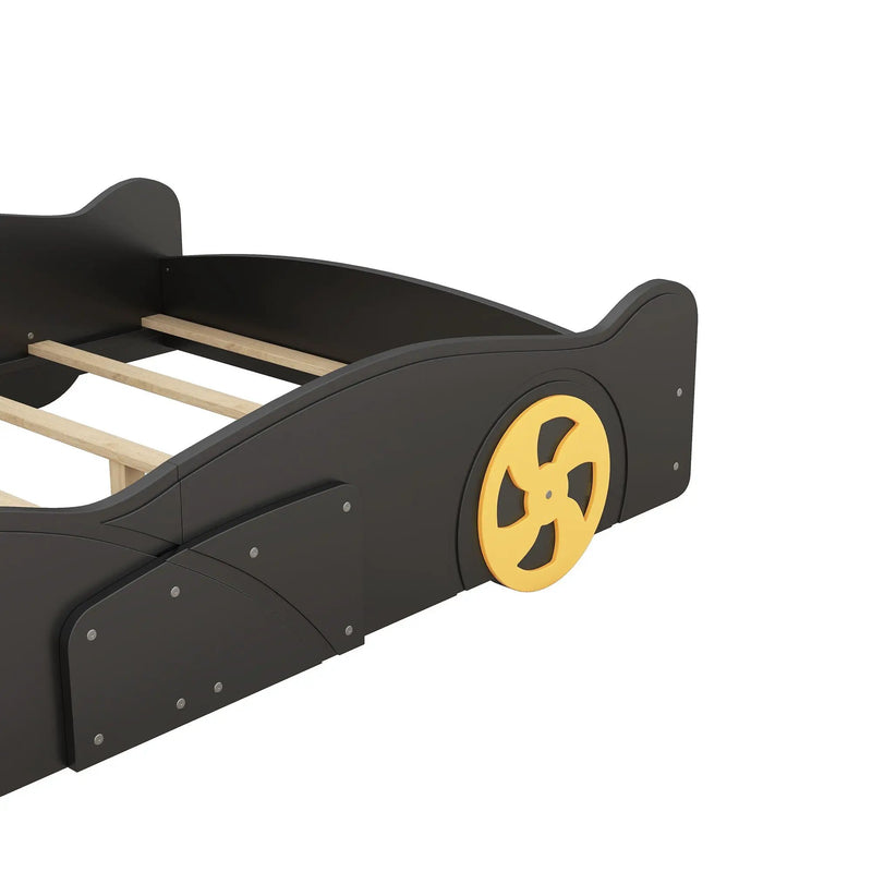 Race Car Shaped Platform Bed With Wheels And Storage by Unique Piece Furniture