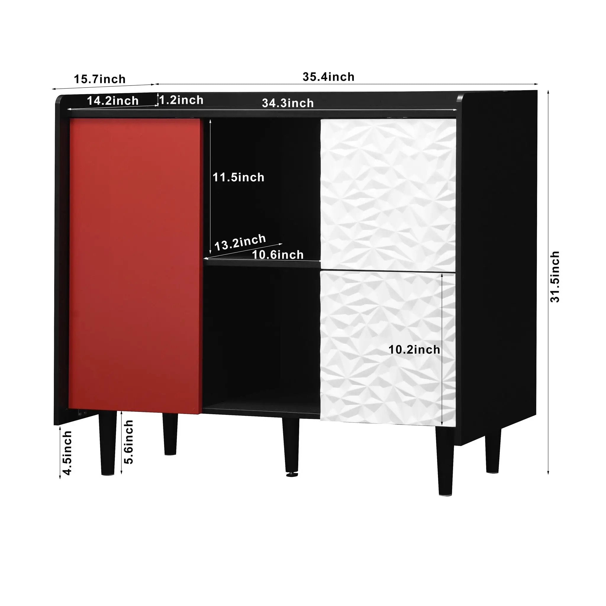Modern Sideboard Buffet Cabinet With Doors And Unique Panel Styling by HouseOfZazla