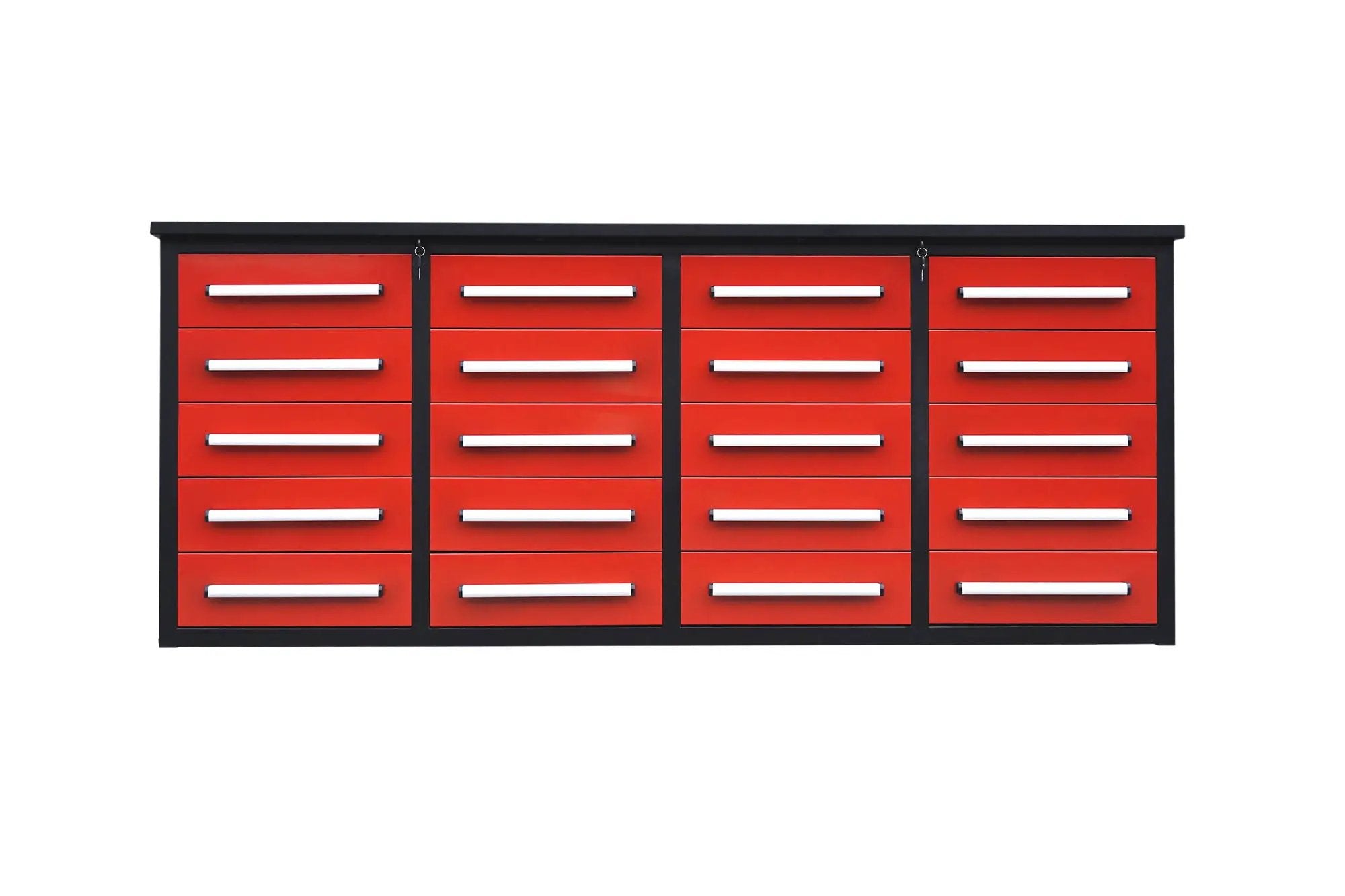 Garage Storage Cabinets With Workbench (With 20 Drawers) - Red by HouseOfZazla