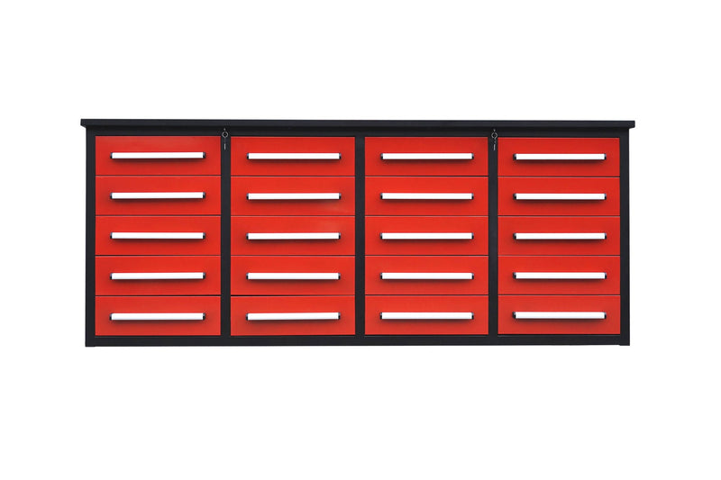 Garage Storage Cabinets With Workbench (With 20 Drawers) - Red by HouseOfZazla