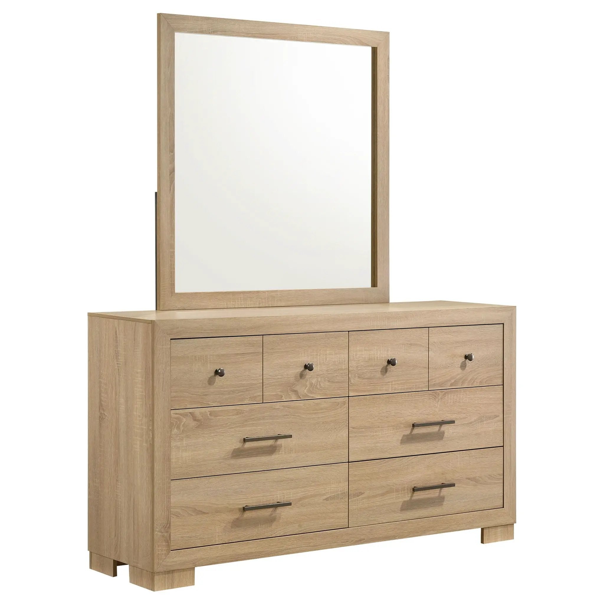 Arielle 6-drawer Bedroom Dresser with Mirror Light Oak by Unique Piece Furniture
