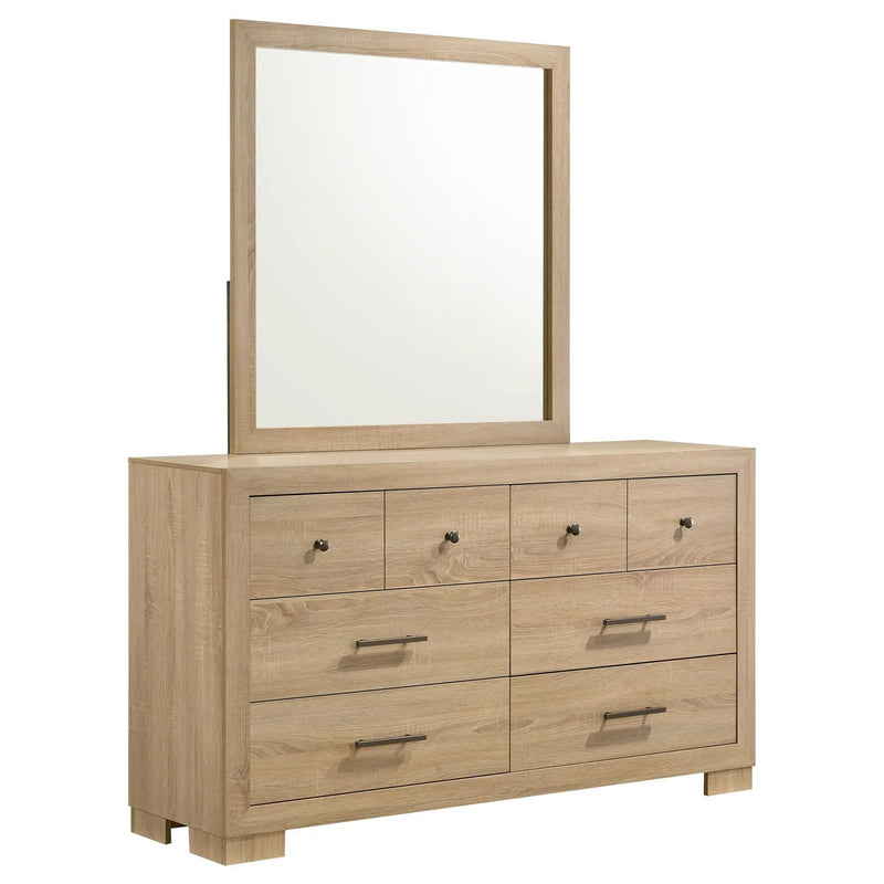 Arielle 6-drawer Bedroom Dresser with Mirror Light Oak by Unique Piece Furniture
