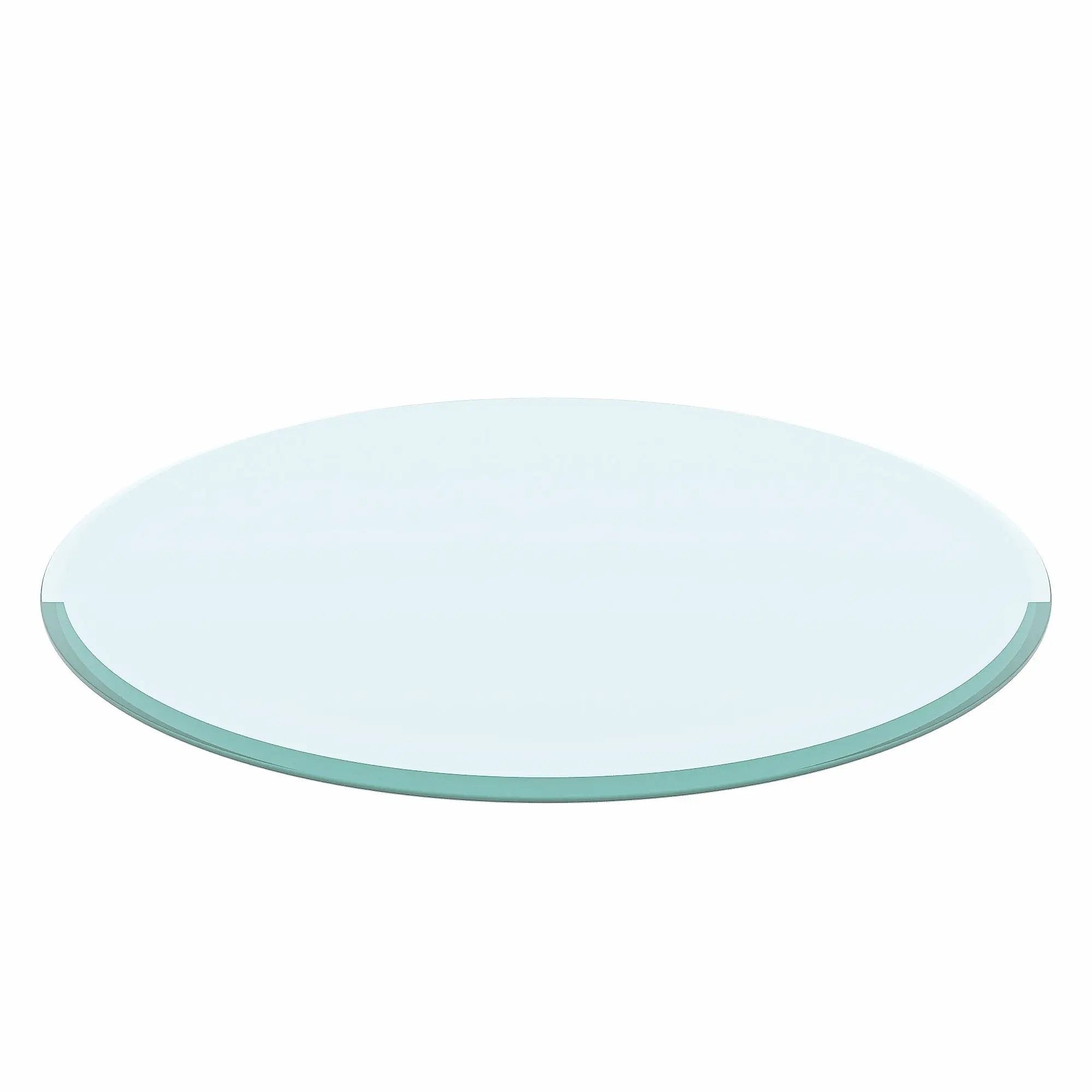 28" Round Tempered Glass Table Top Clear Glass Thick Beveled Polished Edge by HouseOfZazla