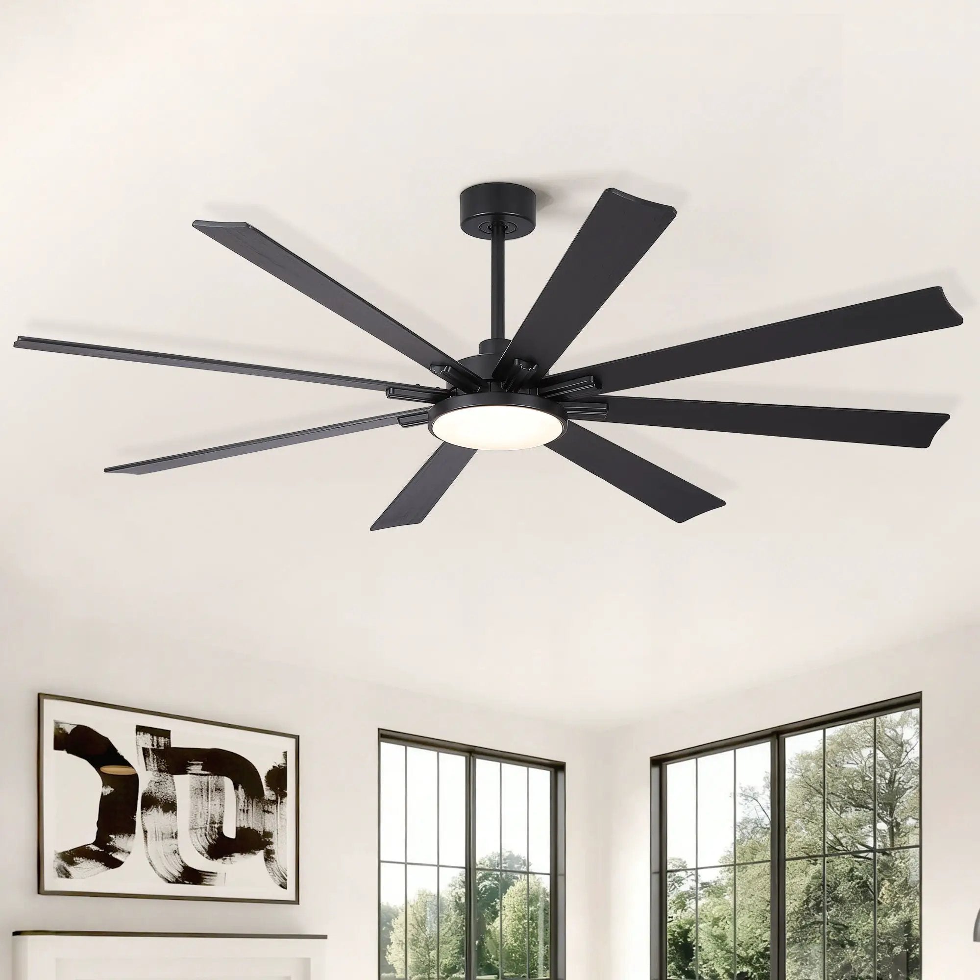 Large Ceiling Fan With Dimmable LED Light 8 Blades Remote Control, Reversible DC Motor by Unique Piece Furniture
