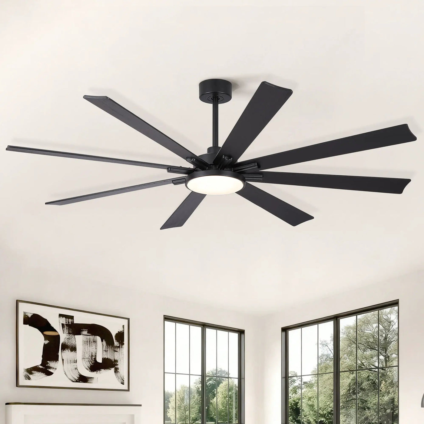 Large Ceiling Fan With Dimmable LED Light 8 Blades Remote Control, Reversible DC Motor by HouseOfZazla