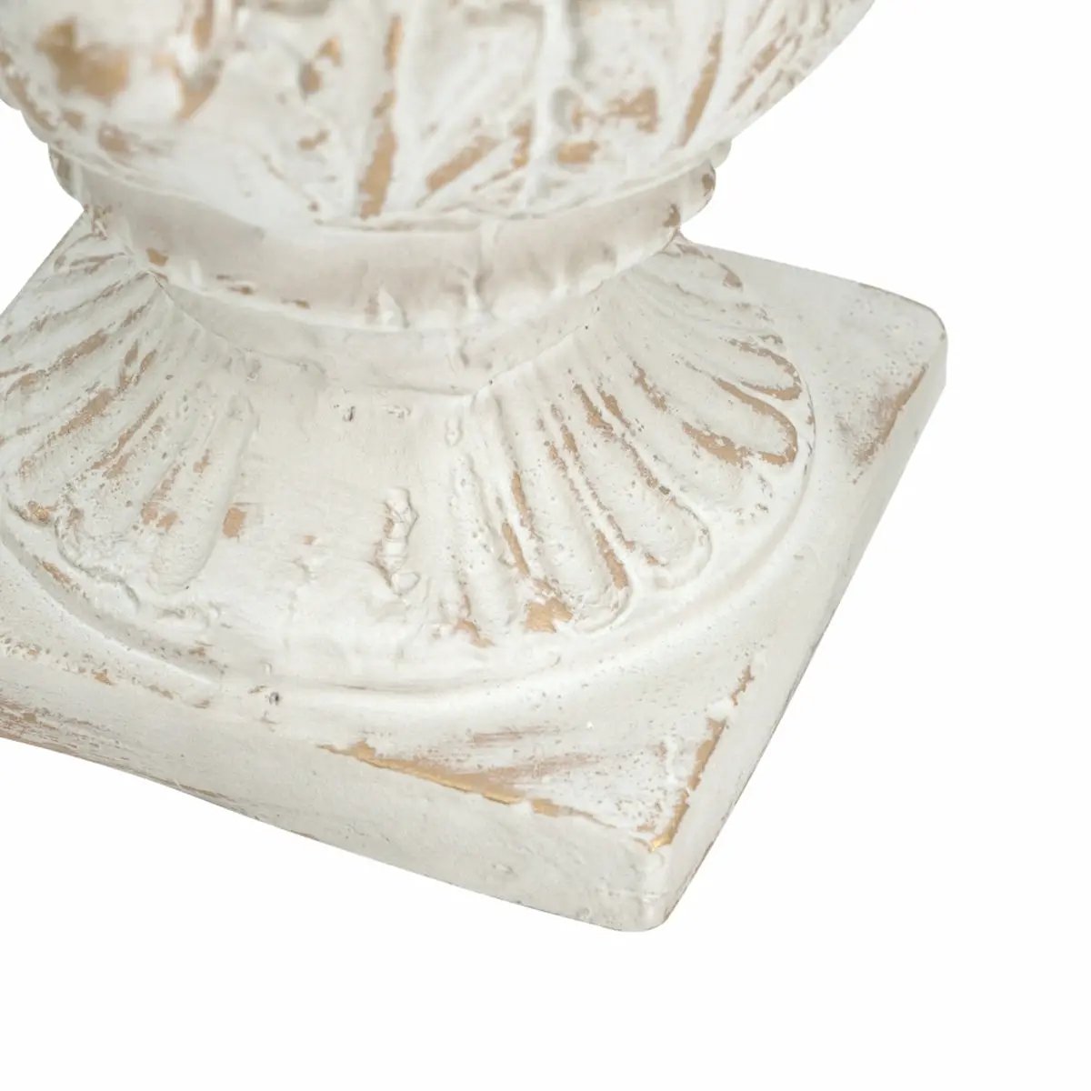 9.4x9.4x10.6' Decorative White Urn Planter with Distressed White Finish and Gold Accents by HouseOfZazla