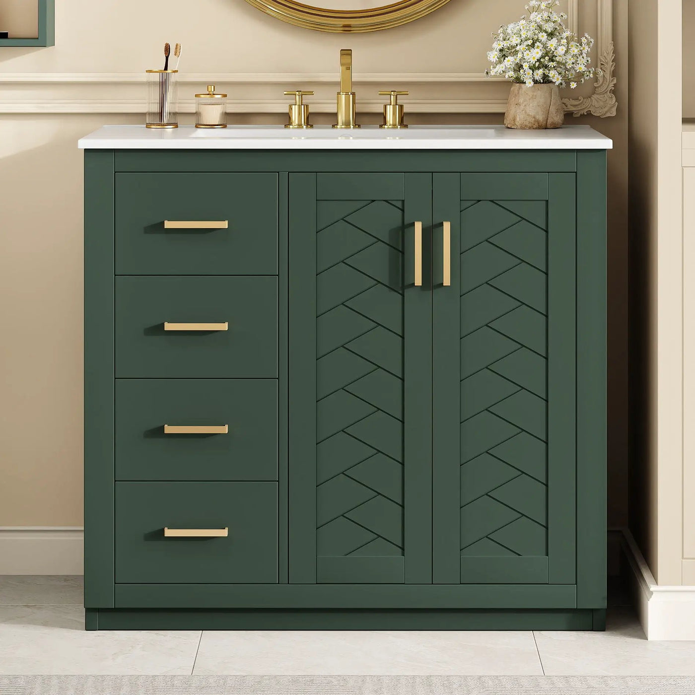 Bathroom Vanity With Sink Combo, Storage Cabinet, Freestanding Set With 3 Drawers & Soft Closing Doors by Unique Piece Furniture